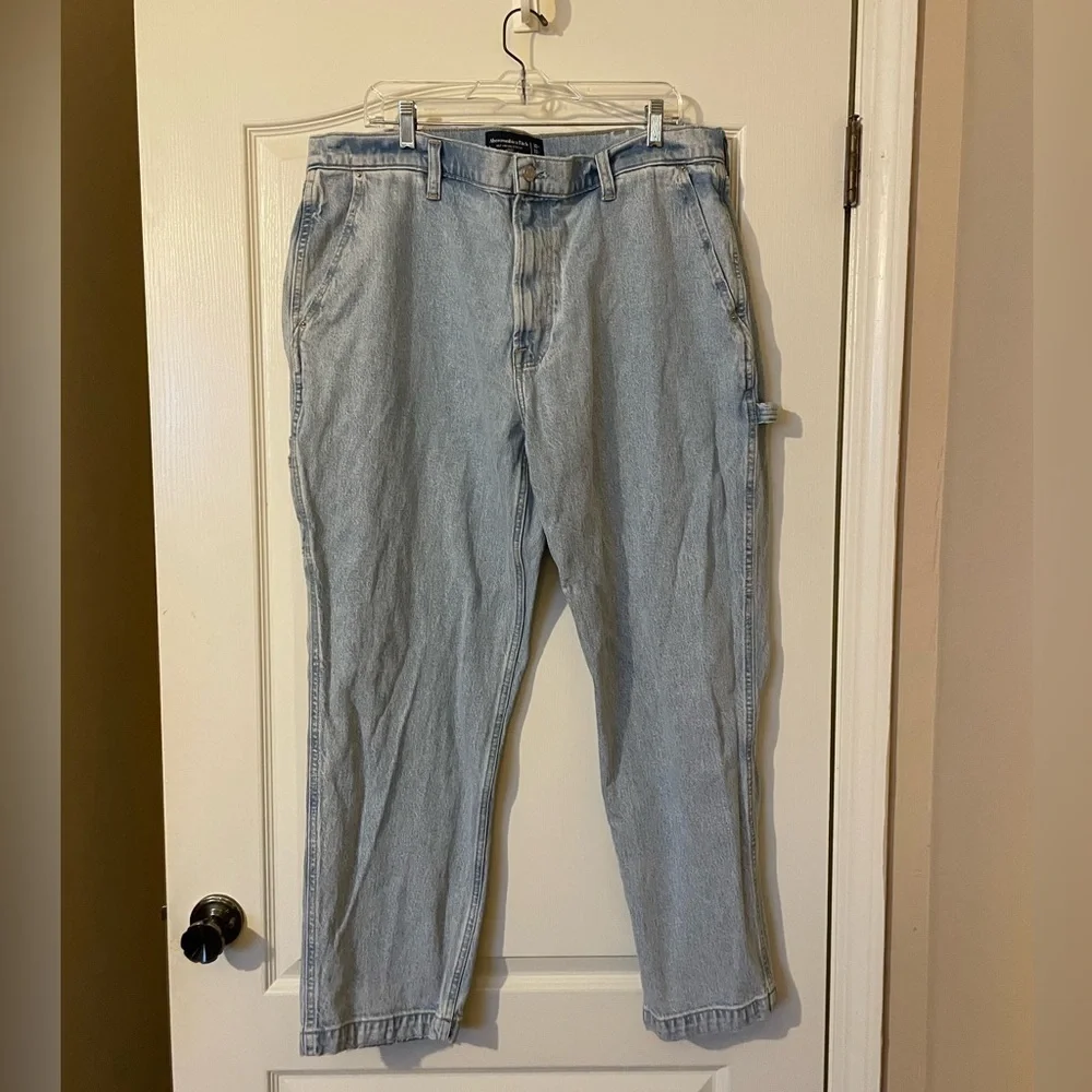Abercrombie Fitch Carpenter Jeans Men’s 38x32 Light Wash Loose Baggy Vintage